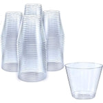 Set of 100 - 5 oz Clear Plastic Cups - Prestee Hard Disposable Drinkware - Bulk Cocktail, Wine and Punch Tumblers - Party ...