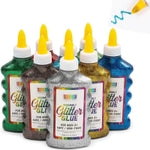 Bright Creations Glitter Glue - Washable Easy-Squeeze Bottles for DIY Craft Projects - Metallic & Multicolor Variety Set -...