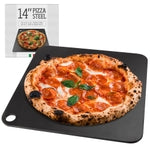 IMPRESA Pizza Oven Steel Plate - 14 x 14 x 0.25 in, Black, Steel Heat Retention & Crisp Crust Pizza Stone - Oven & Grill V...