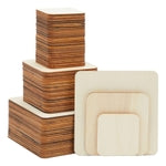 Bright Creations 70 Pack Unfinished Wood Squares for Crafts, Wood Burning, Engraving (3 Sizes, 2", 3", 4") - Wooden Pieces...