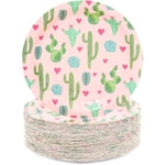 Sparkle and Bash Cactus Paper Plates - Fiesta Party Disposable Plates - Pretty Pink Cactus Baby & Bridal Shower Decor - Pa...