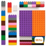 Strictly Briks Big Brick Building Set - Stackable Block Set & Base Plates - Vibrant Rainbow Block Variety - Compatible wit...