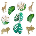 Blue Panda Jungle Safari Birthday Decorations - 24-Piece, 6-7 in Hanging Cutouts - 3D Jungle Animal Party Supplies for Bab...