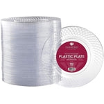 Prestee 102 Clear Plastic Plates Disposable - 6.25-inch Heavy Duty Hard Plastic Clear Plates for Party - Elegant Round Cak...