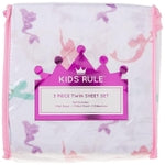 Kids Rule 3-Piece Multicolored Mermaid Sheet Set for Kids & Girls - 1 Twin Flat Sheet, 1 Twin Fitted Sheet & 1 Queen Pillo...