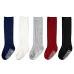 CozyWay Baby Cotton Knee High Socks - Cable Knit Infant Knee High Socks - 6-18 Mo, Pack of 5, 5 Colors