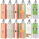 24 Pack Christmas Wine Gift Bags with Handles - 6 Winter Xmas Designs - Christmas Wine Bags for Wines Bottles Present, Win...