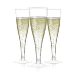Prestee Set of 200 Plastic Champagne Flutes - Clear Champagne Glasses for Parties, Weddings, Events - 4.5 oz Disposable Dr...