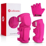 Lascoota Kids Roller Skate Protective Gear Set - 7-Piece, Medium, Pink - Knee Pads, Elbow Pads & Gloves for Roller Skating...