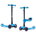 Lascoota 3-Wheel Kids Scooter - Removable Seat, Adjustable Handlebar, Light-Up Wheels & Lean-to-Steer for Toddler Scooter ...