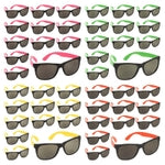 BLUE PANDA 90s Themed Plastic Sunglasses - 48-Pack, 4 Neon Colors - Bulk Sunglasses for Adults & Retro 80s Birthday Party