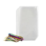 Prestee 200 Pack Clear Plastic Cellophane Bags Goodie Bags 3x4 with 4-Inch Twist Ties, Candy Bags, Cookie Bags, Favor Bags...