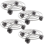 Bright Creations Plant Stand with Wheels - 10.6 in Diameter, Black, Pack of 4, Modern - Metal Rolling Plant Stand Base wit...