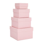 Stockroom Plus Gift Box Set - 4 Piece Assortment, Pink - Nesting & Stackable Pink Square Boxes with Lids for Weddings, Bir...