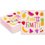 Sparkle and Bash Twotti Fruity Birthday Decorations Paper Cocktail Napkins, 50-Pack - 5 x 5 in Folded, Pink 2-Ply - Absorb...