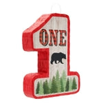 BLUE PANDA Pinata Number 1 - 16.6 x 13 x 3 Inches, Red & Black Buffalo Plaid - Birthday Pinata for Kids, Buffalo Plaid Num...