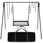 Bruntmor Grill Swing Campfire Cooking Stand BBQ Grill for Cookware & Dutch Oven Adjustable Collapsible Legs with Hooks & A...