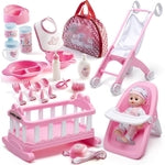 Prextex Baby Doll Stroller Toy - Pink ABS/PP Material, Role-Playing Benefits, Hand-Eye Coordination, Speech Development, C...