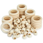 Bright Creations Macrame Beads & Rings Set - 30 2.2 In Rings, 50 20 mm Beads - Light Brown, Classic - Macrame Supplies & D...