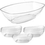 12 Pack Clear Oval Plastic Serving Bowls (64 Oz) - Disposable Dishes, Taco Bar Serve Set, Chip Bowls for Parties, Snack/Sa...