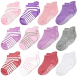 CozyWay Baby & Toddler Socks with Grippers Non Slip Ankle Grip Socks For Boys and Girls - Comfy Soft Cotton 6-12 Months Pi...