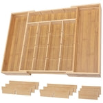 Talented Kitchen Expandable Silverware Drawer Organizer - Adjustable Bamboo Dividers for Cutlery & Utensils, Removable Sec...