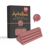 Artellius Rose Gold Sealing Wax Sticks - 30 Pack 4 in x 0.3 in - Gold Wax Seal Designs for Stamps & Crafting - Easy Melt G...