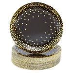BLUE PANDA 80th Birthday Party Plates - 48-Pack, 7-Inch, Black & Gold - Disposable Paper Dessert Plates for Retirement & O...