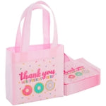 BLUE PANDA Donut Goodie Bags - 6.5 x 7 x 2 In, Pink, Pack of 24 - Party Favor Bags for Girls' Birthday, Donut Party Favors...