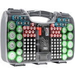The Battery Organizer, Battery Storage Organizer Hinged Clear Cover with Locking Lid, Holds 180 Batteries, Includes a Remo...