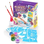 Original Stationery Glitter Tattoo Kit - 33-Piece Multicolor Set, Ages 3-8, 24 Stencils, 6 Color Pots, 2 Brushes & Adhesiv...