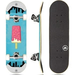 Magneto Kids Skateboard - 7-Ply Maple Deck - Double Kicktail Tricks for Girls Skateboard - Smooth 51mm 95A Wheels & Ice Cr...