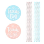 Sparkle and Bash Gender Reveal Decorations Party Favors - Pink & Blue, 24 Beaded Necklaces & 24 Button Pins - Team Boy or ...
