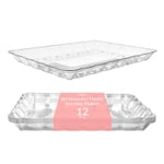 Prestee 12-Pack Serving Tray - 9x13 Inches Disposable Rectangular Plastic Food Tray for Parties and Events - Clear Platter...