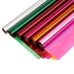 Bright Creations Colored Sheets Cellophane Wrap - 6 Rolls, 17 in x 10 ft, Assorted Colors - Transparent Gift Wrapping Pape...