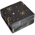 Sparkle and Bash 90th Birthday Napkins - Absorbent 2-Ply Napkins for 90th Birthday Party - Elegant Gold & Black Paper Prod...