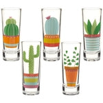 BLUE PANDA Shot Glasses Cactus Design - 5-Pack, 2 Oz, Multicolor - Tequila Shot Glasses for Whiskey