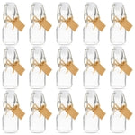 BLUE PANDA Mini Glass Bottles Swing Top - 15 Pack 2 Oz/60 ml Blue & White - Kraft Tags & Jute Twine Included - Wedding Fav...