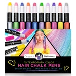 Original Stationery Hair Chalk Pens for Girls Ages 7+, 10-Pack Washable Temporary Hair Color Set for Kids with Metallic & ...