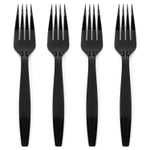 Prestee 100 Pack Black Plastic Silverware Forks - Heavy Duty Forks Disposable for Parties, Weddings, and Holidays - Elegan...