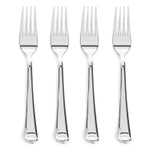 Prestee 100-Pack Heavy Duty Plastic Forks - 7-Inch Elegant Silver Plastic Forks Disposable Set - Fancy, Disposable Silverw...