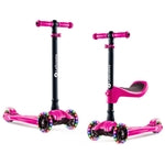Lascoota 2-in-1 Kids Scooter with Seat - Adjustable Handlebar & 4 Heights Mini Scooter for Kids - LED Light-Up Wheels & Le...
