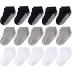 CozyWay Kids Low Cut Gripper Socks - Non-Slip Grip Socks for Boys 6-8 - Reinforced Toe Cotton Footies for Kids 5-7 - Ankle...