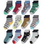 CozyWay Baby & Toddler Socks With Grippers Non Slip Crew Grip Socks for Girls and Boys Soft Comfy Cotton 6-12 Months Gray/...