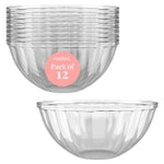Prestee 12 Pack Clear Plastic Serving Bowls - 53 Oz Round Reusable and Disposable Bowls for Parties and Events - Sturdy an...