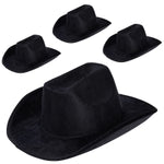 Zodaca 4-Piece Black Cowboy Hats - Adjustable Adult Size Velvet Felt - Costume & Party Favors for Men & Women - Birthday C...