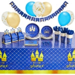BLUE PANDA 219-Piece Baby Shower Decoration Kit - Royal Prince Theme & Prince Party Decor - Disposable Tableware & Party B...