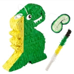 IMPRESA Dinosaur Pinata - Blindfold & Baton for Dino Party Games - 3-Lb Candy Capacity for Birthday Pinata - Vibrant Green...