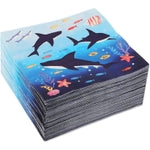 BLUE PANDA Shark Paper Napkins - Absorbent Dinner Napkins - Disposable Party Supply for Sea Party - Under Sea Decor - 2-Pl...