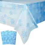 Blue Panda 3 Pack Blue Snowflake Plastic Tablecloths for Christmas Party Supplies, 108 x 54 inch Rectangular Xmas Winter H...